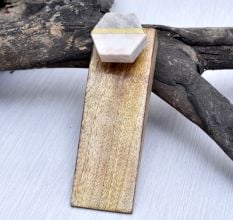 Hexagon Shaped White & Gray Stone Wooden Door Stopper